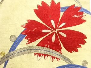 アンティーク　絽　露芝に撫子模様刺繍名古屋帯（材料）